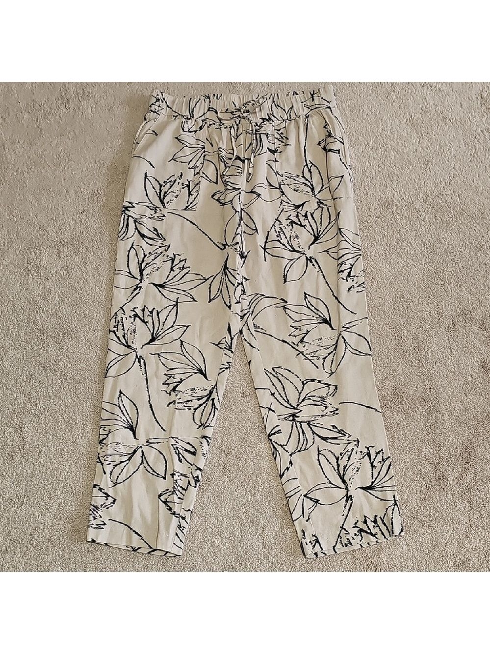 Calvin Klein Beige and Black Patterned Pants